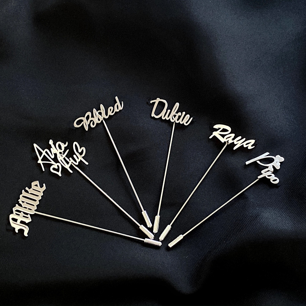 Men'S Formal Wear For A Wedding - Personalized Men Lapel Pin Custom Name