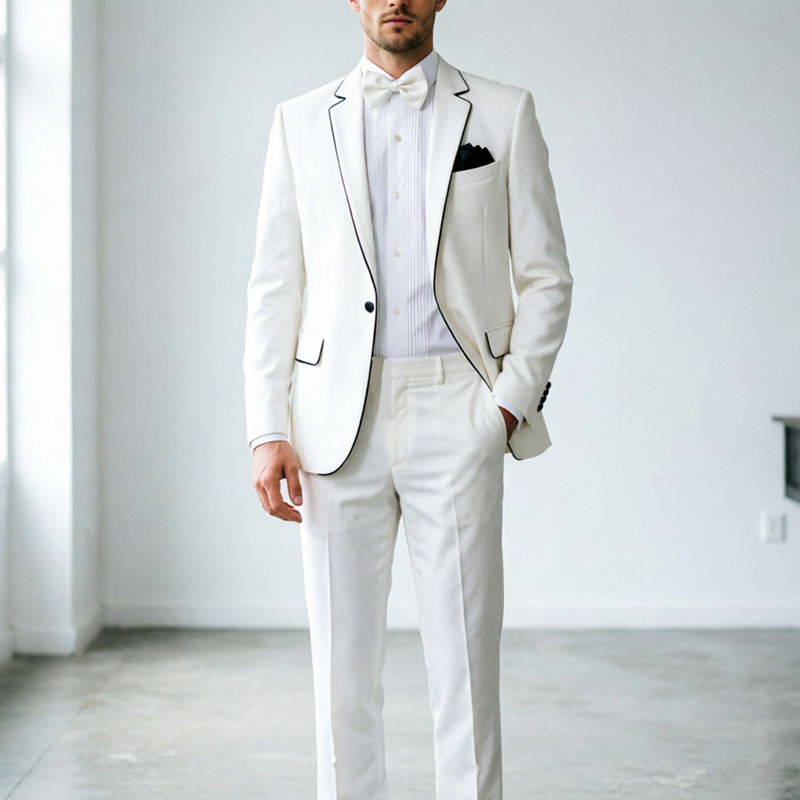Men Formal Wear Black And White - New Men's White Business Casual Suits