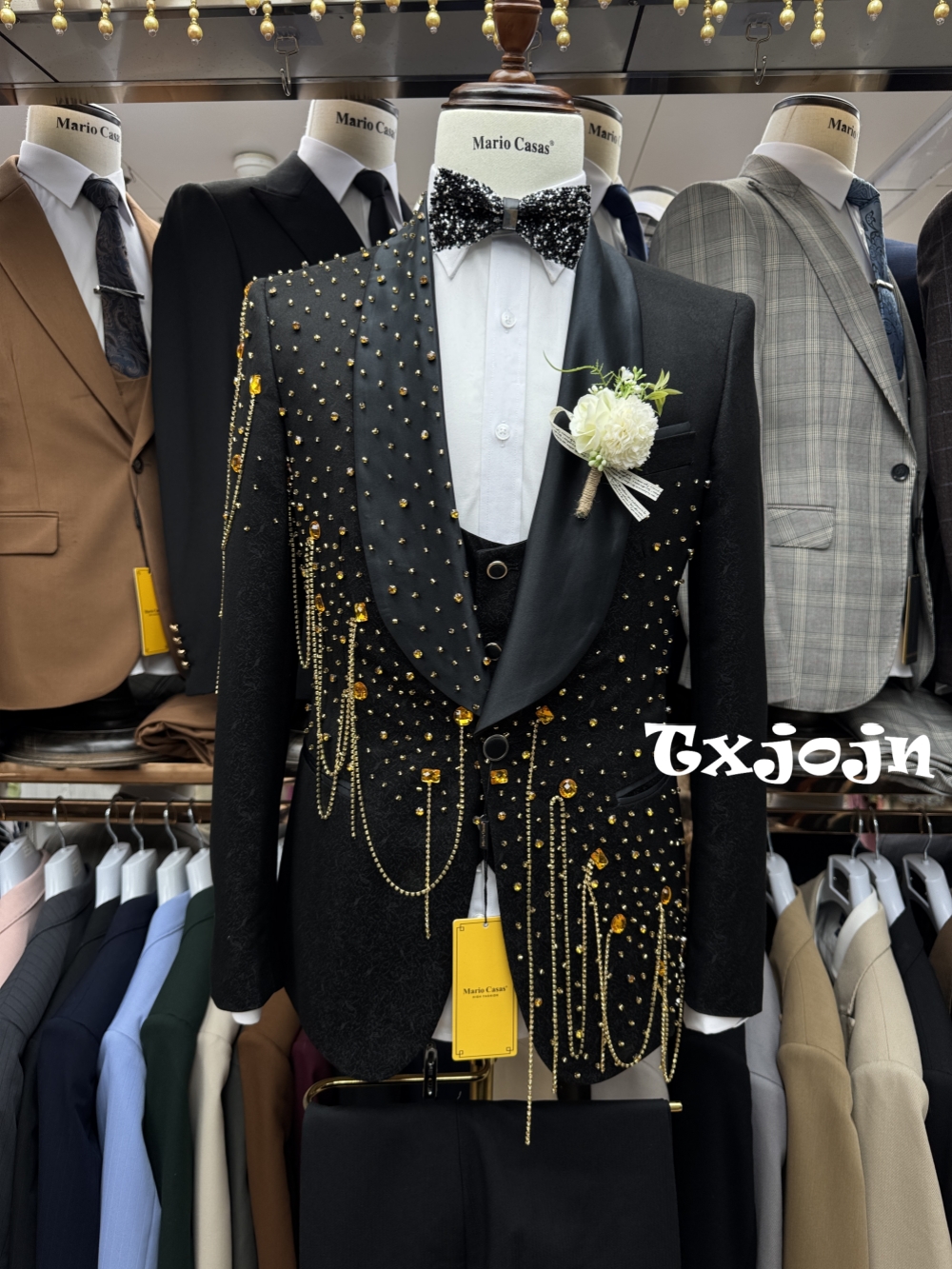 Formal Wear For Men In Wedding - New Golden Beaded Tassel Suit Set