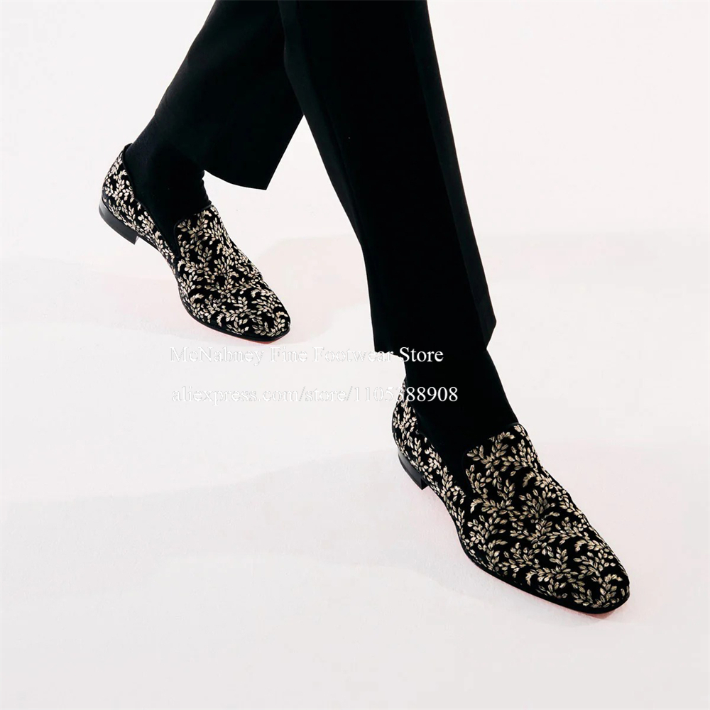 Formal Wear For Men In Wedding - Black Silk Velvet Slip On Loafers