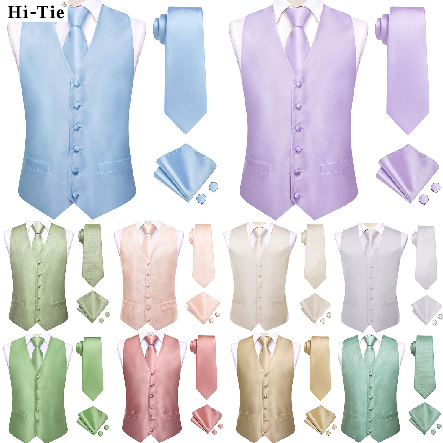 Formal Vest Waistcoat - Hi-Tie Solid Voilet Lilac Mens Suit