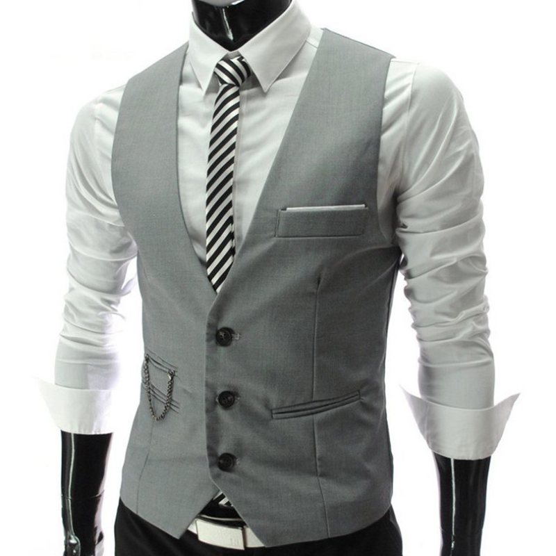Formal Vest Waistcoat - 2025 New Grey Dress Vests Slim