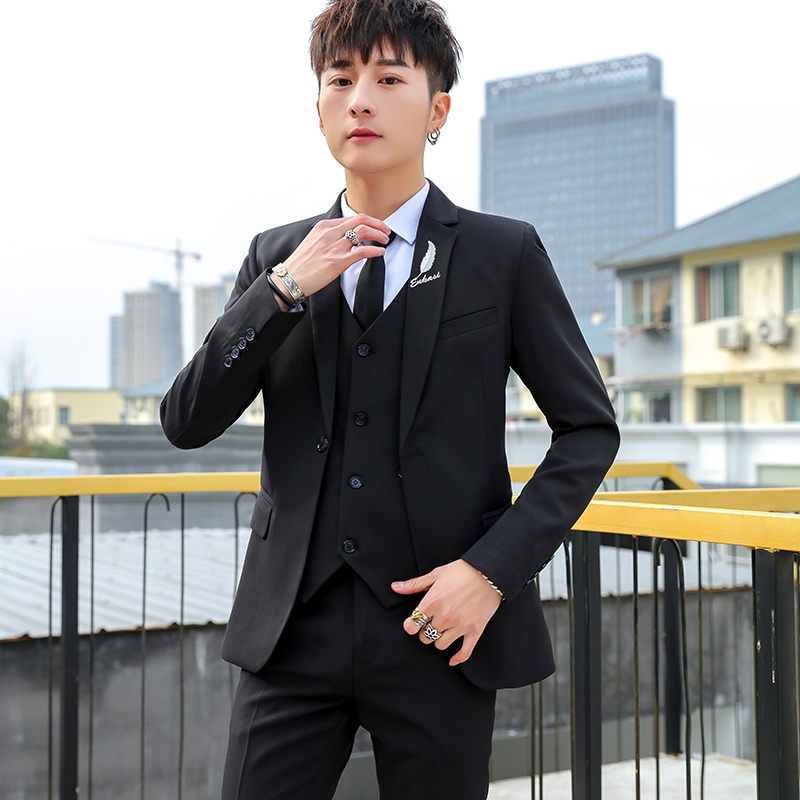 Korean Men Formal Wear - Slim Fit Tee Piece Suit Set