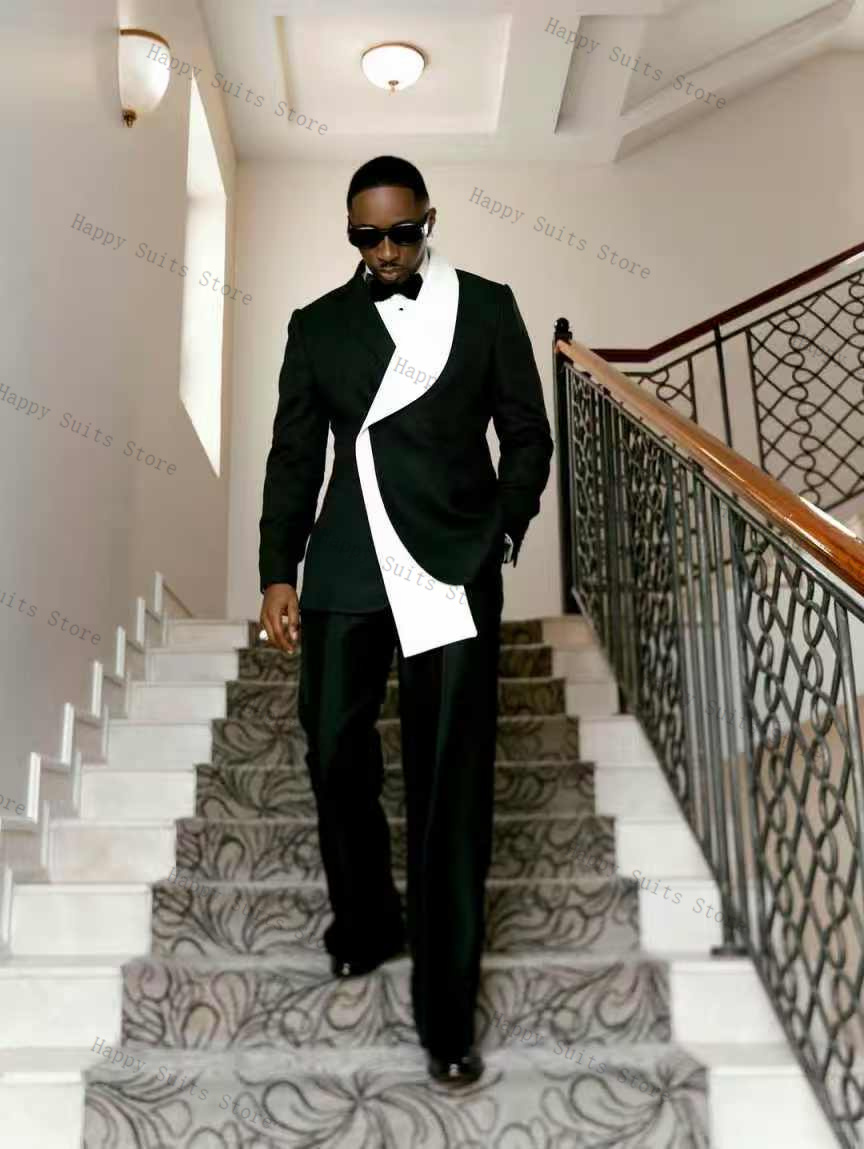 Black White Men Suit Set 2 Pcs - مراجعة Men Formal Wear Black And White وسعره
