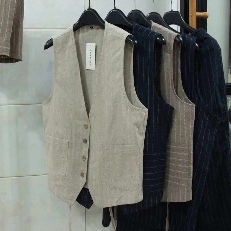 British Casual Linen Vest for  - مراجعة Men Formal Wear Summer وسعره