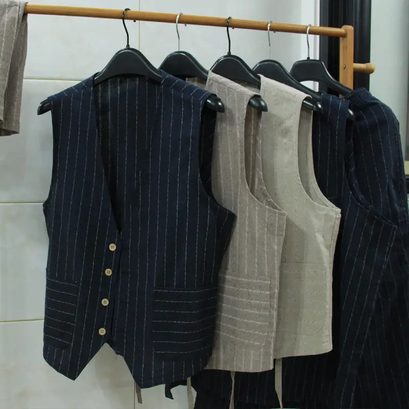 British Casual Linen Vest for  - مراجعة Men Formal Wear Summer وسعره