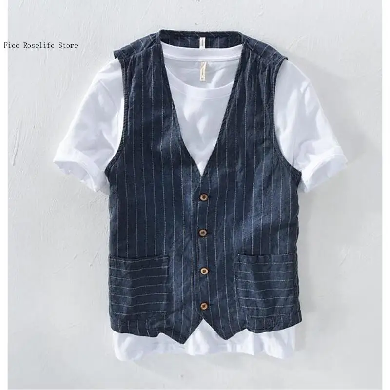 British Casual Linen Vest for  - مراجعة Men Formal Wear Summer وسعره