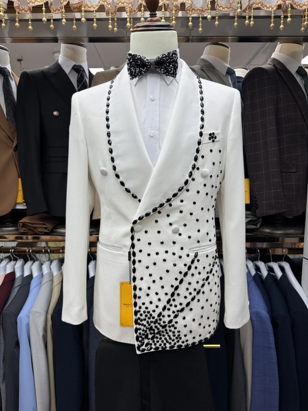 White Groom Men Suit Set 2 Pie - مراجعة Men Formal Wear Black And White وسعره