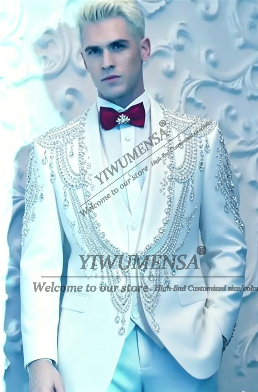 Male Fashion Beading Crystals  - مراجعة Formal Wear For Men In Wedding وسعره