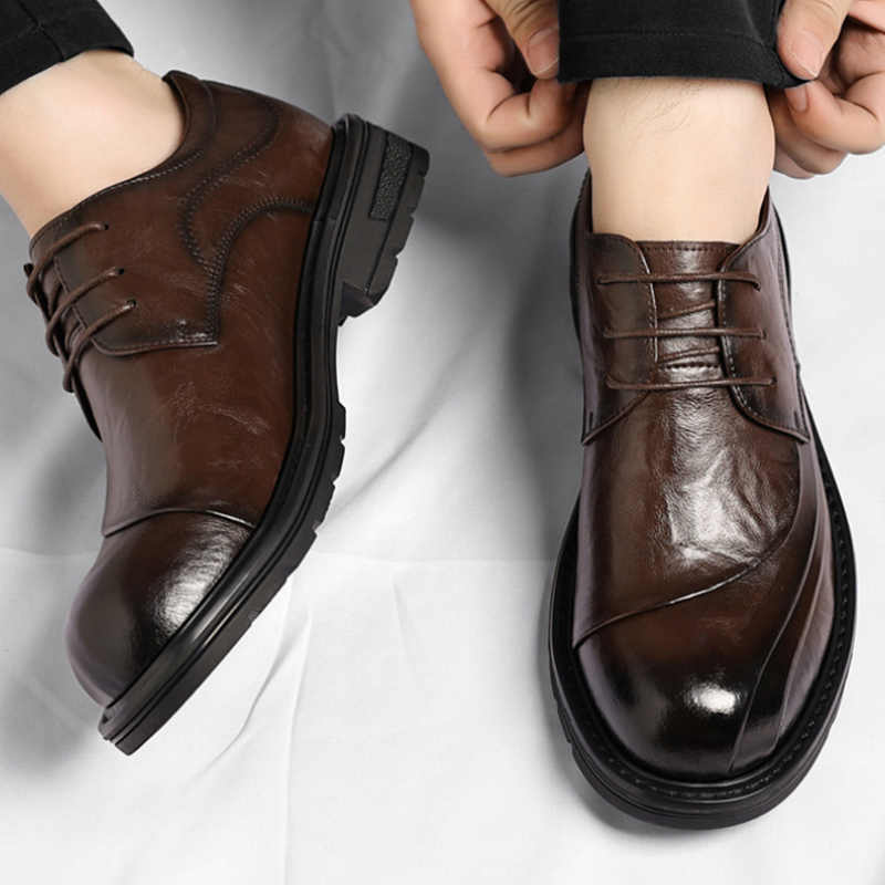Brown Burnished Genuine Leathe - مراجعة Formal Wear For Men In Wedding وسعره