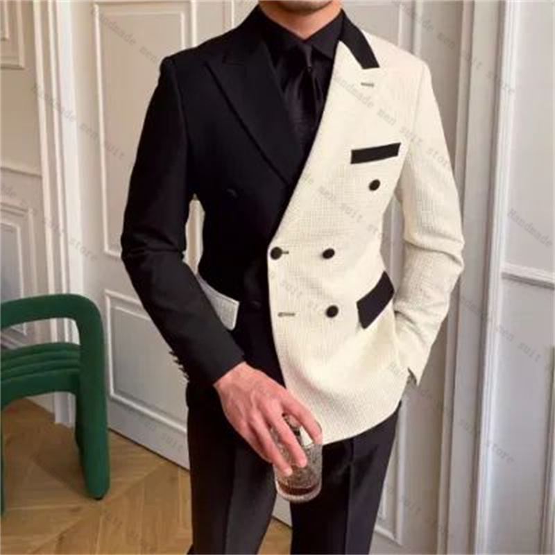 Black White Men Suits 2 Piece  - مراجعة Men Formal Wear Black And White وسعره