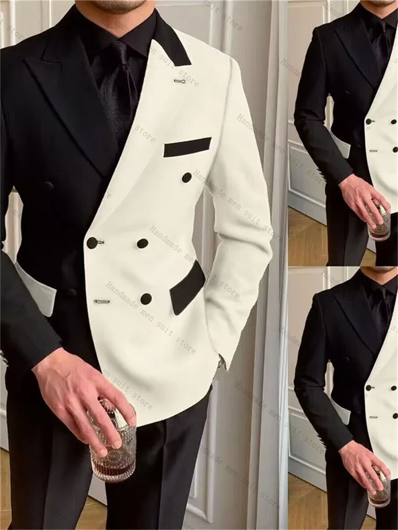 Black White Men Suits 2 Piece  - مراجعة Men Formal Wear Black And White وسعره