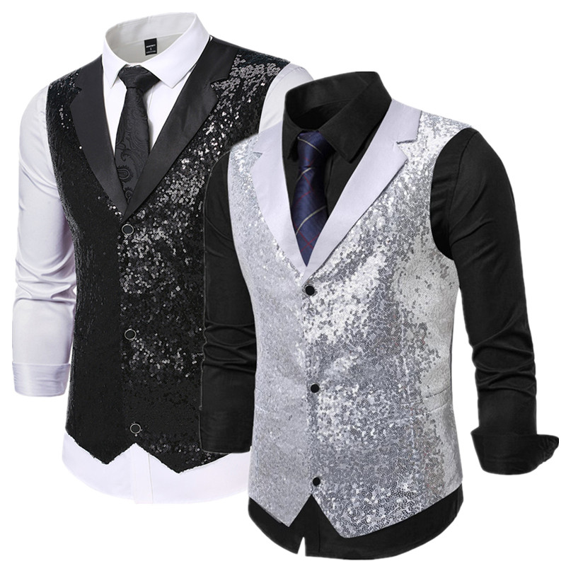 Fashion Luxury Sequin Suit Ves - مراجعة Men Formal Wear Vest وسعره