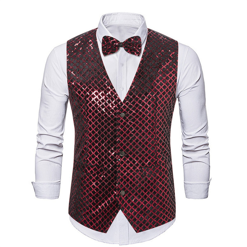Fashion Luxury Sequin Suit Ves - مراجعة Men Formal Wear Vest وسعره