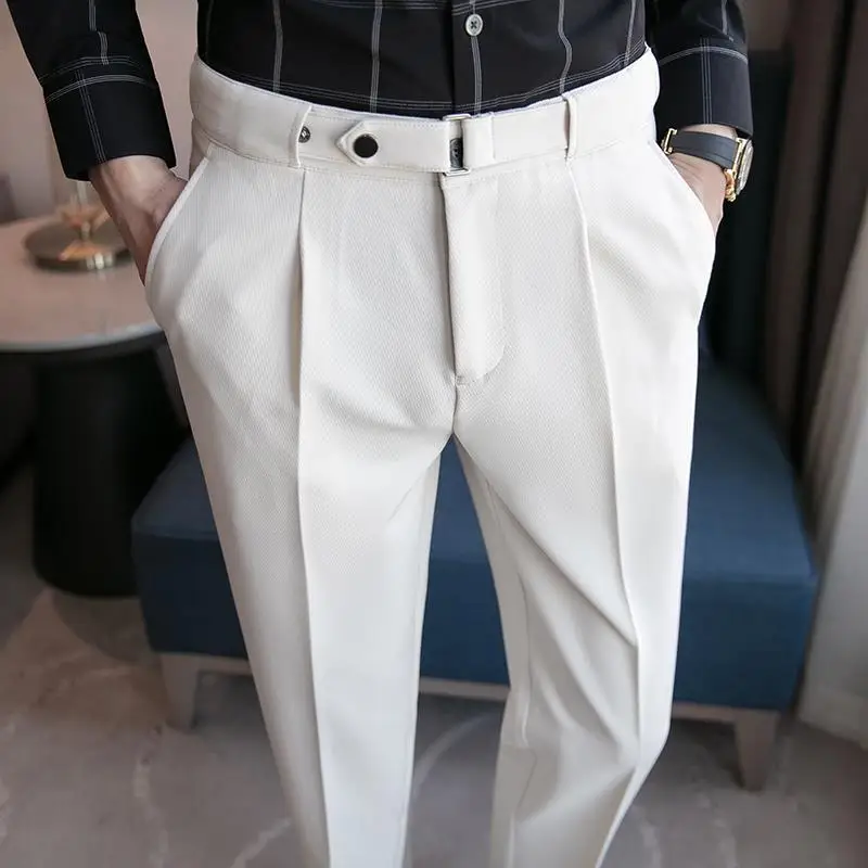 Tressed Trousers For Men Slim  - مراجعة Korean Men Formal Wear وسعره