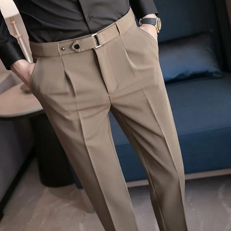 Tressed Trousers For Men Slim  - مراجعة Korean Men Formal Wear وسعره