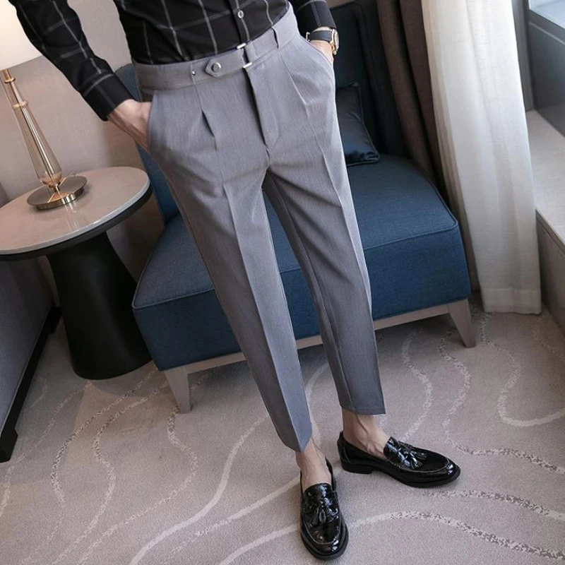 Tressed Trousers For Men Slim  - مراجعة Korean Men Formal Wear وسعره