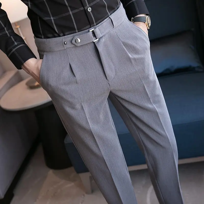 Tressed Trousers For Men Slim  - مراجعة Korean Men Formal Wear وسعره