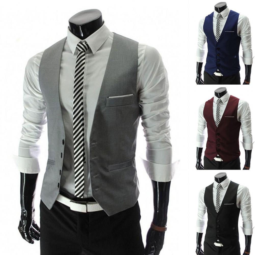 Men Vest Single Breasted Suit  - مراجعة Formal Vest Waistcoat وسعره