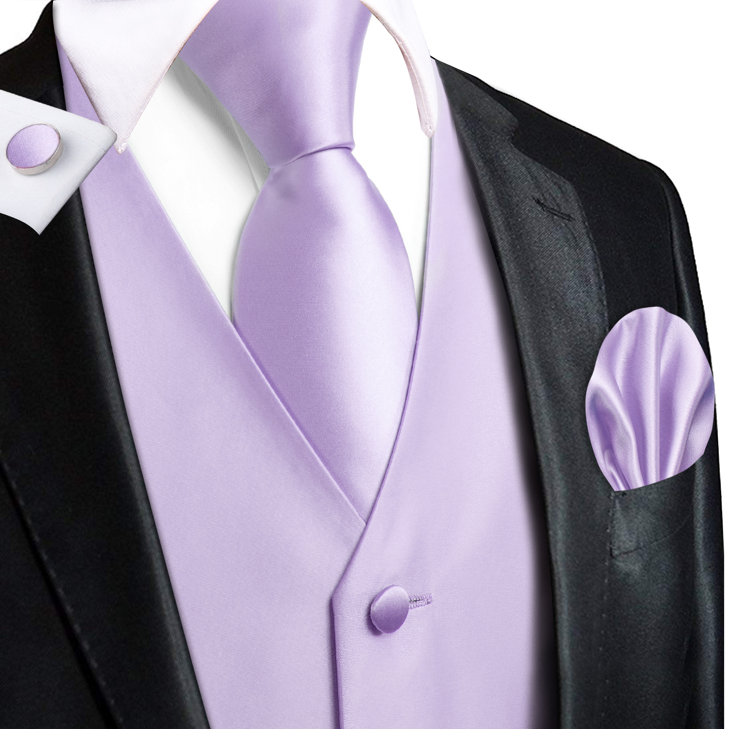 Hi-Tie Solid Voilet Lilac Mens - مراجعة Formal Vest Waistcoat وسعره