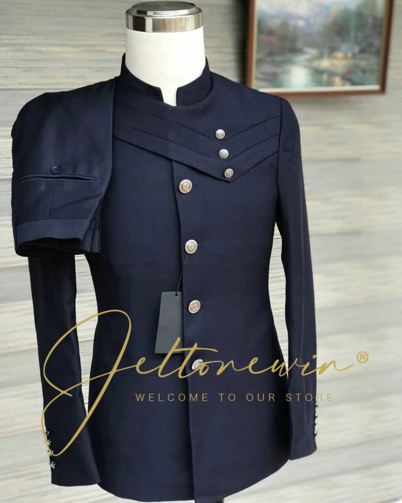 Men's Navy Blue Suit Set with  - مراجعة Men'S Style Formal Wear وسعره
