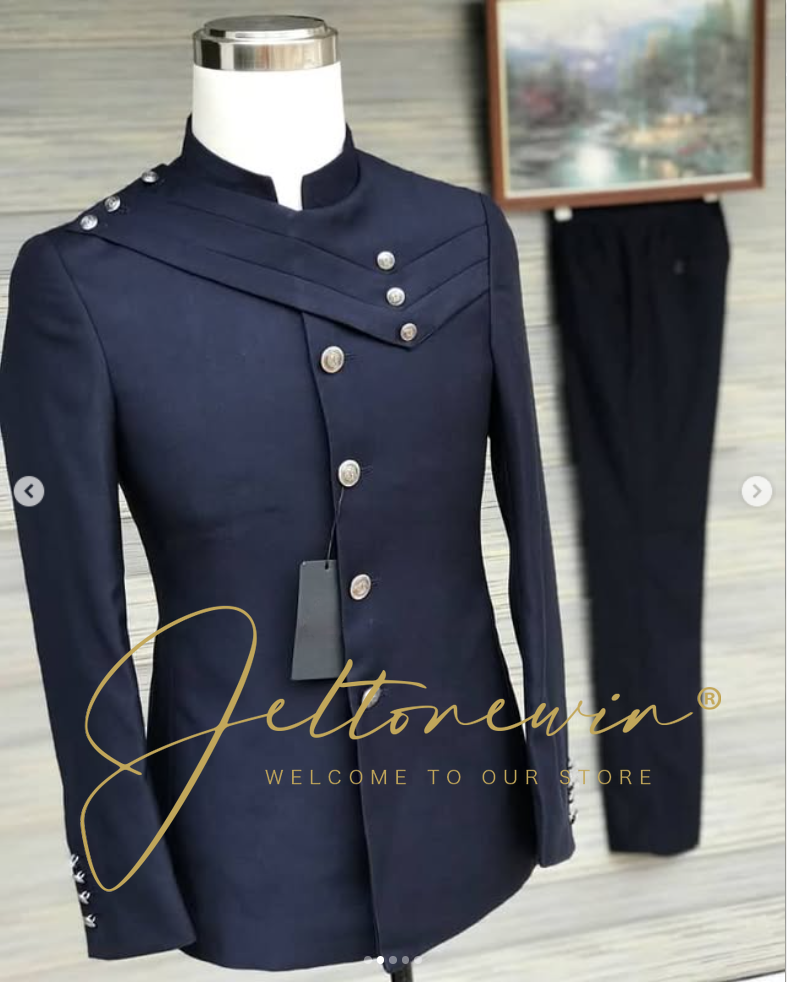 Men's Navy Blue Suit Set with  - مراجعة Men'S Style Formal Wear وسعره