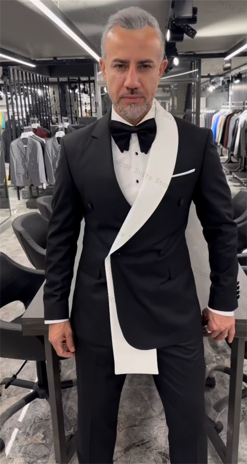Black White Men Suit Set 2 Pie - مراجعة Men Formal Wear Black And White وسعره