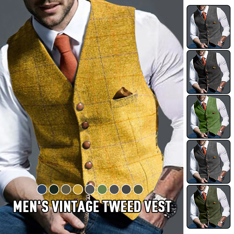 Fashion Men's Vests Lapel Twee - مراجعة Formal Vest Waistcoat وسعره