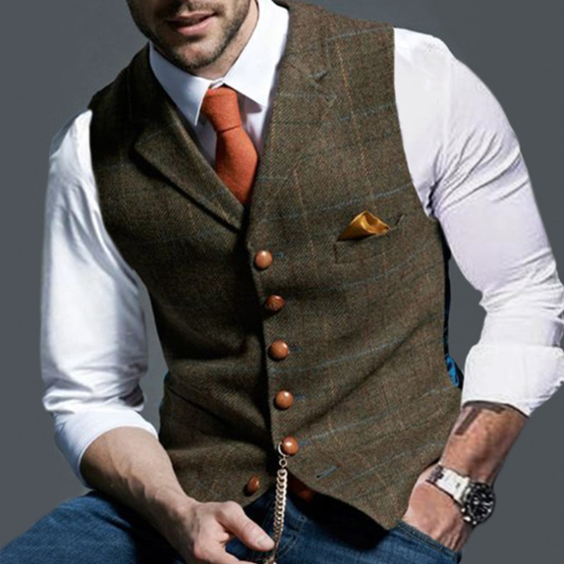 Fashion Men's Vests Lapel Twee - مراجعة Formal Vest Waistcoat وسعره