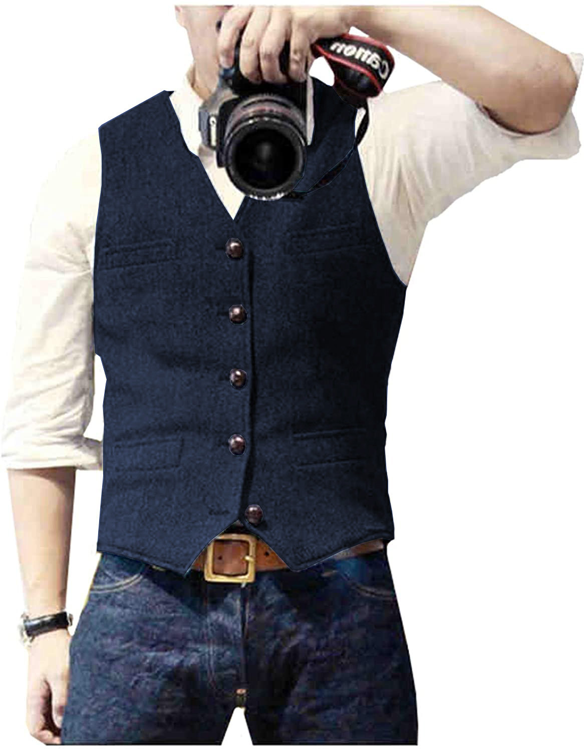 Men's Suit Vest V Neck Wool He - مراجعة Formal Vest Waistcoat وسعره