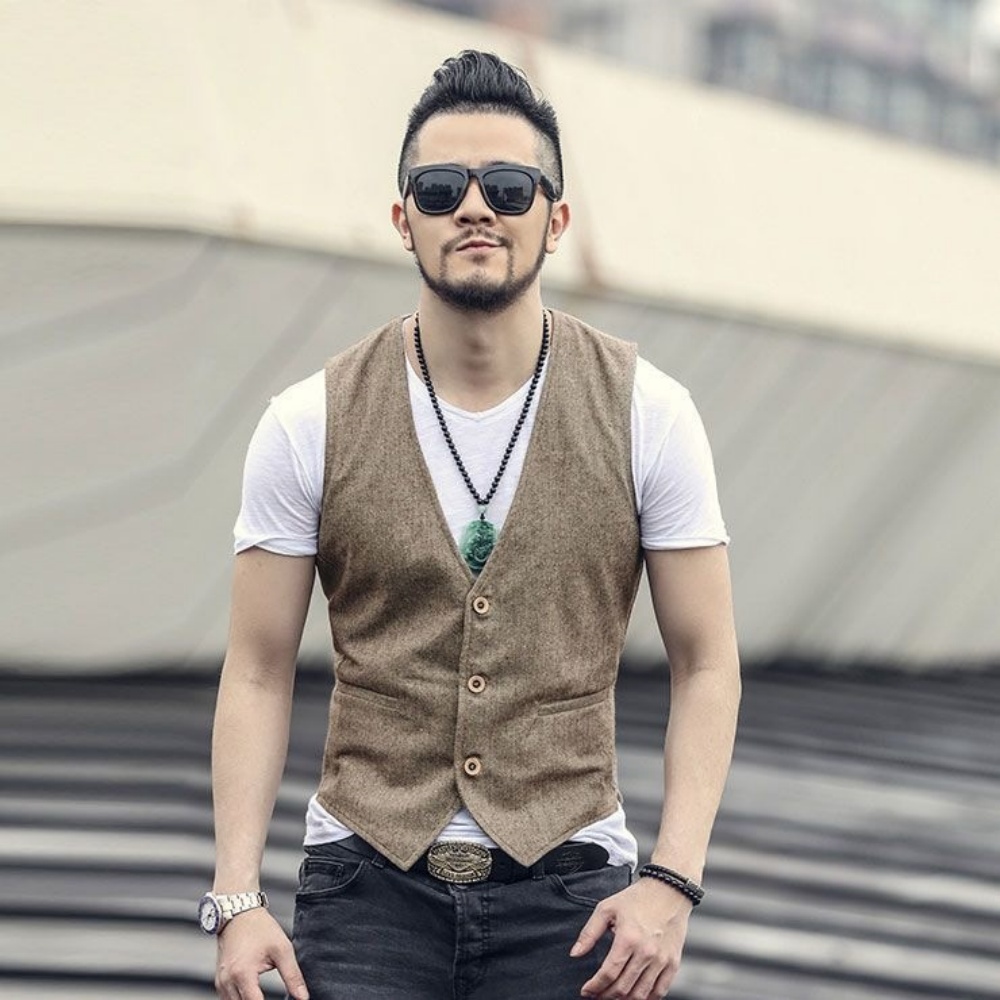 V Neck Men's Linen Vest Single - مراجعة Formal Vest Waistcoat وسعره