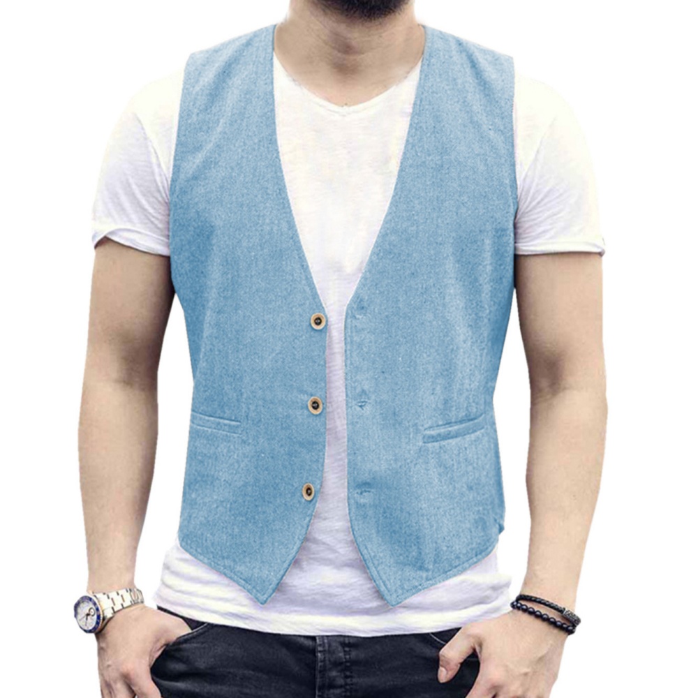 V Neck Men's Linen Vest Single - مراجعة Formal Vest Waistcoat وسعره