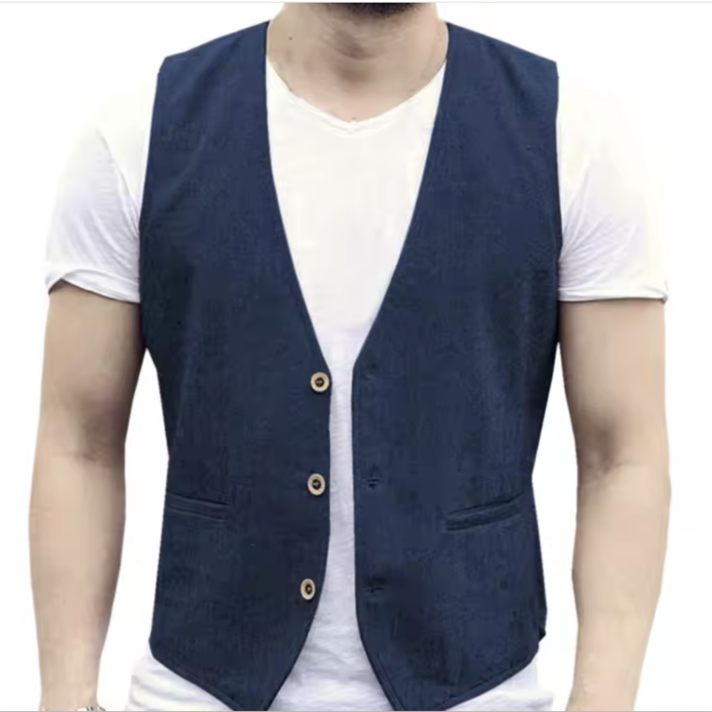 V Neck Men's Linen Vest Single - مراجعة Formal Vest Waistcoat وسعره