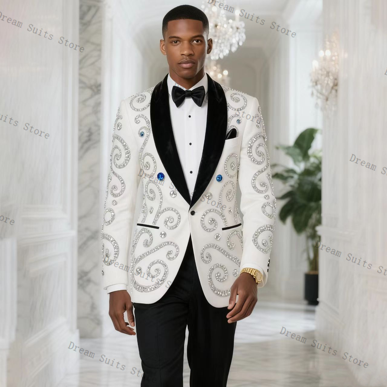 White Men Suit Set 2 Piece Bla - مراجعة Men Formal Wear Black And White وسعره