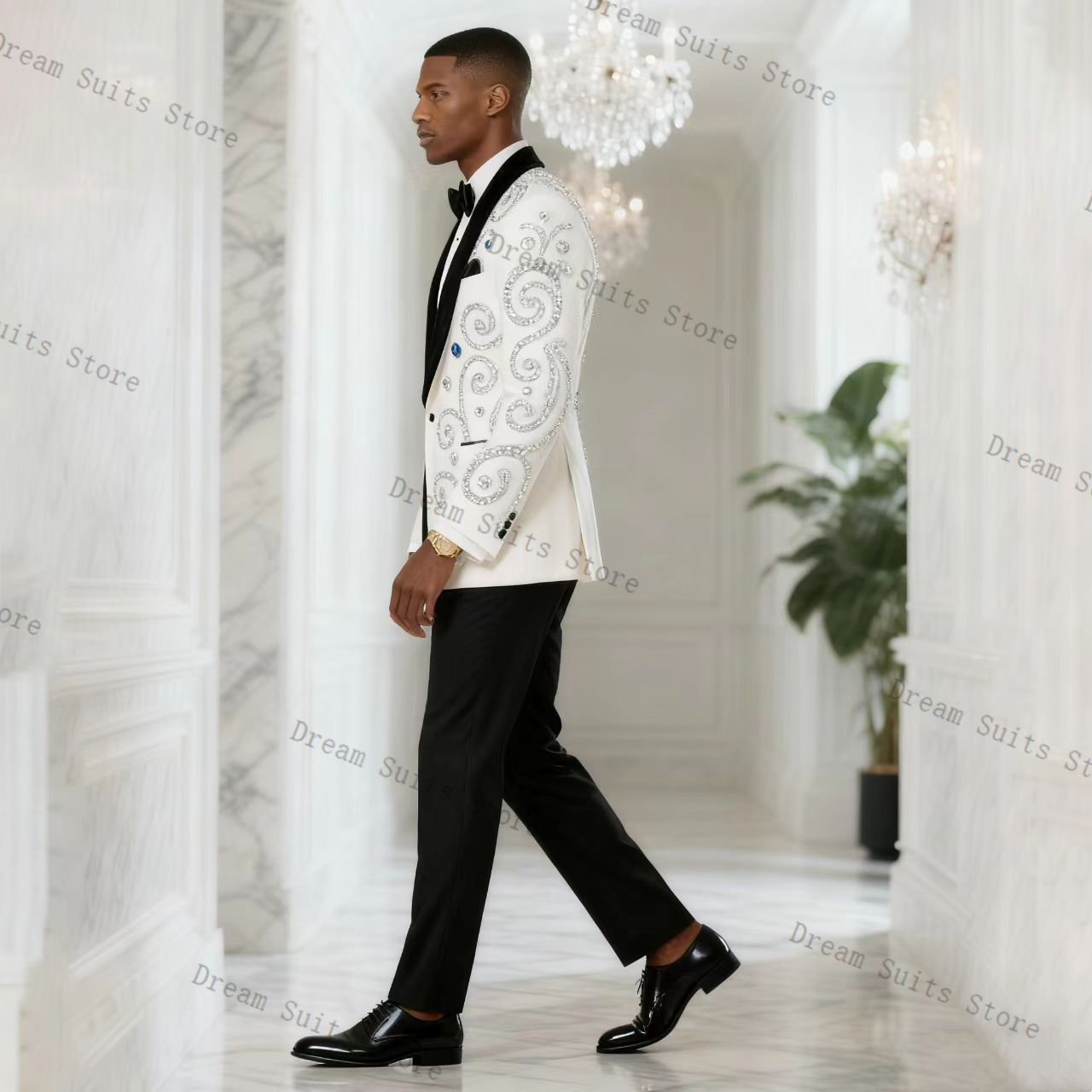 White Men Suit Set 2 Piece Bla - مراجعة Men Formal Wear Black And White وسعره