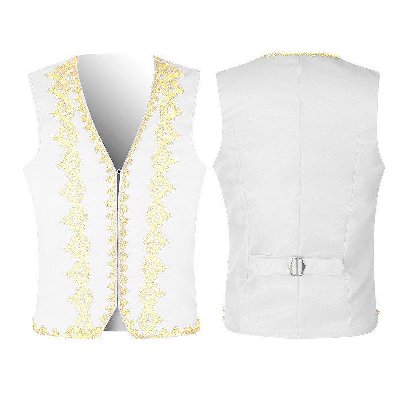 Men's European Style Gold Embe - مراجعة Formal Vest Waistcoat وسعره