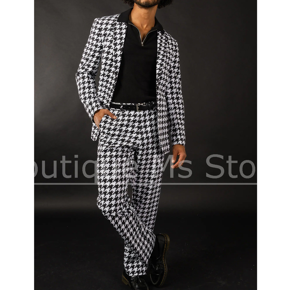 Black White Houndstooth Men's  - مراجعة Men Formal Wear Black And White وسعره