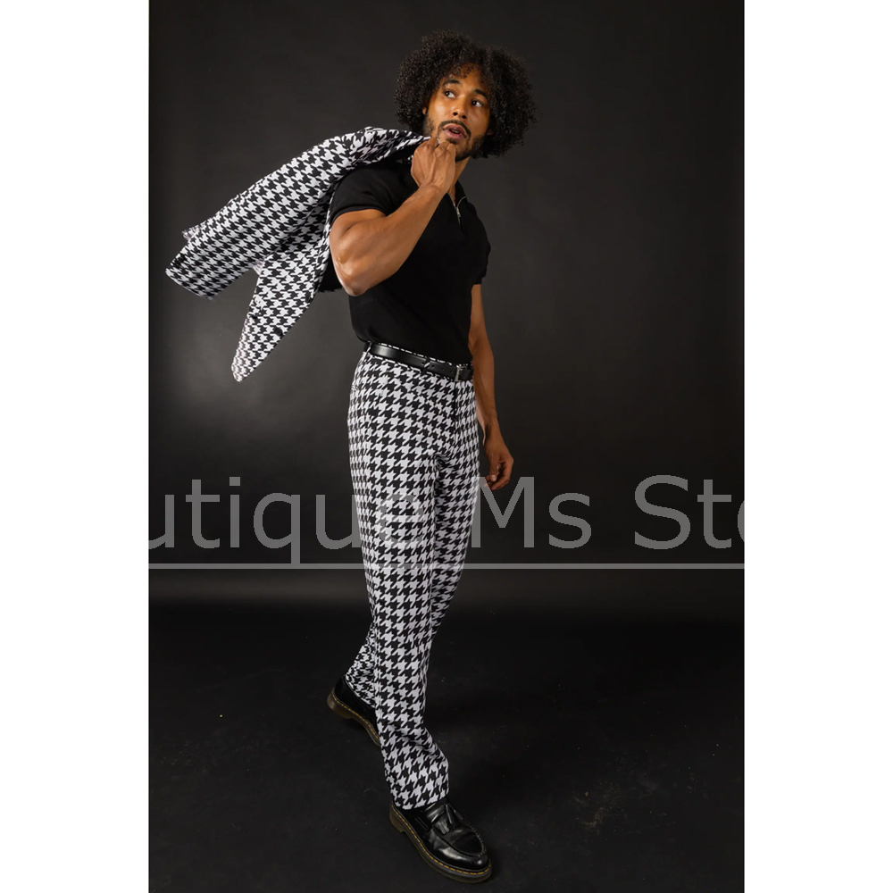Black White Houndstooth Men's  - مراجعة Men Formal Wear Black And White وسعره
