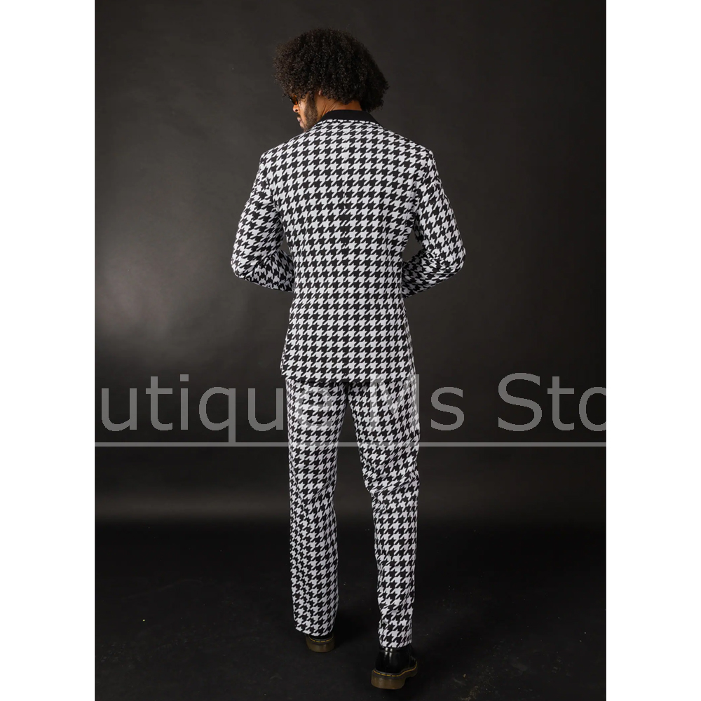 Black White Houndstooth Men's  - مراجعة Men Formal Wear Black And White وسعره