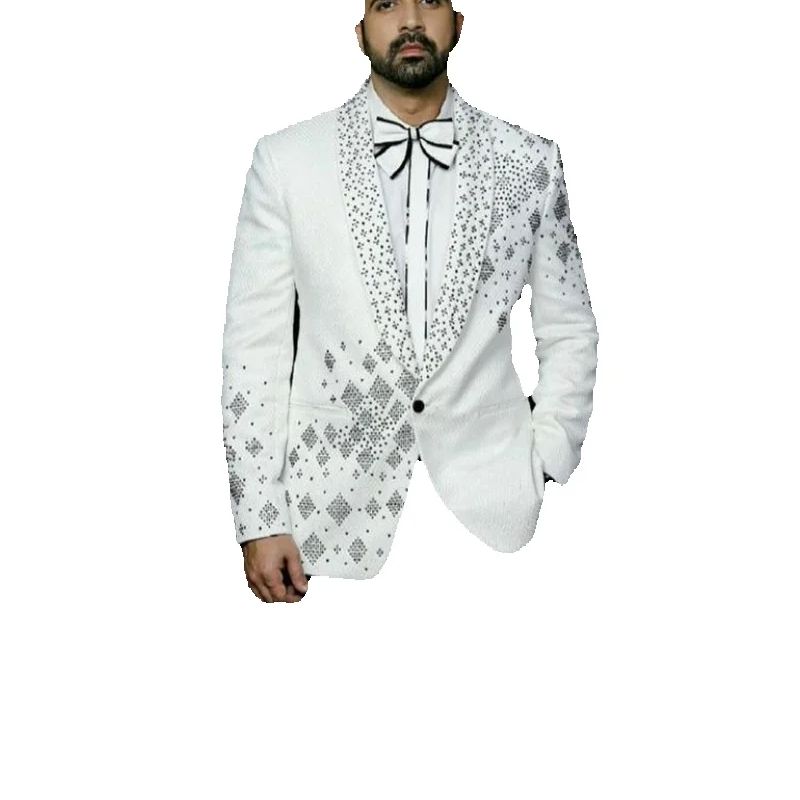 Crystals Men Suit Set 2 Pcs Gr - مراجعة Men Formal Wear Black And White وسعره