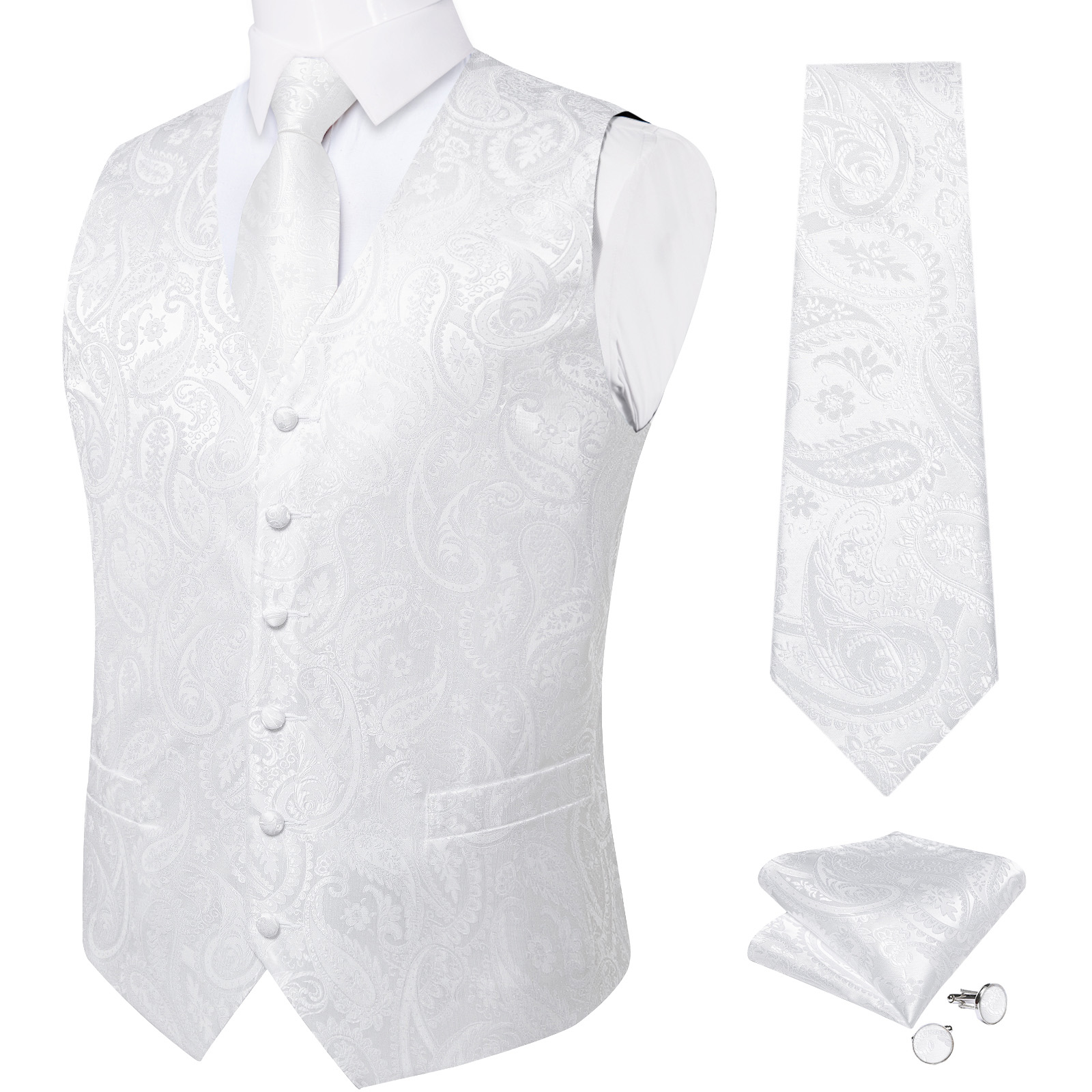 Pure White Wedding Vest for Ma - مراجعة Formal Vest Waistcoat وسعره