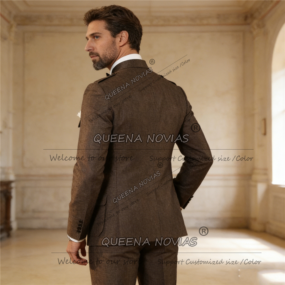 Classic Brown Suits Men Safari - مراجعة Men'S Style Formal Wear وسعره
