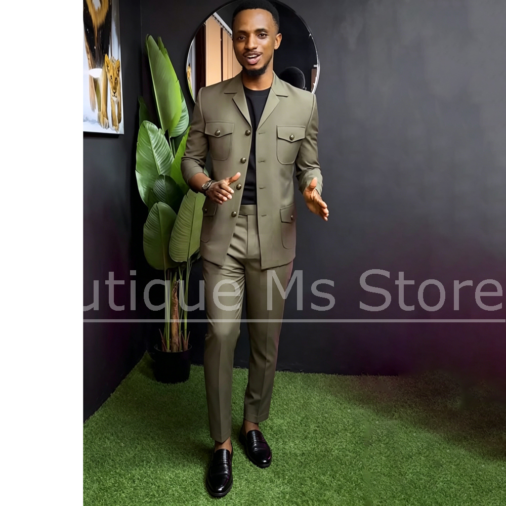 Men Safari Suit Two Piece Set  - مراجعة Men'S Formal Wear For Office وسعره