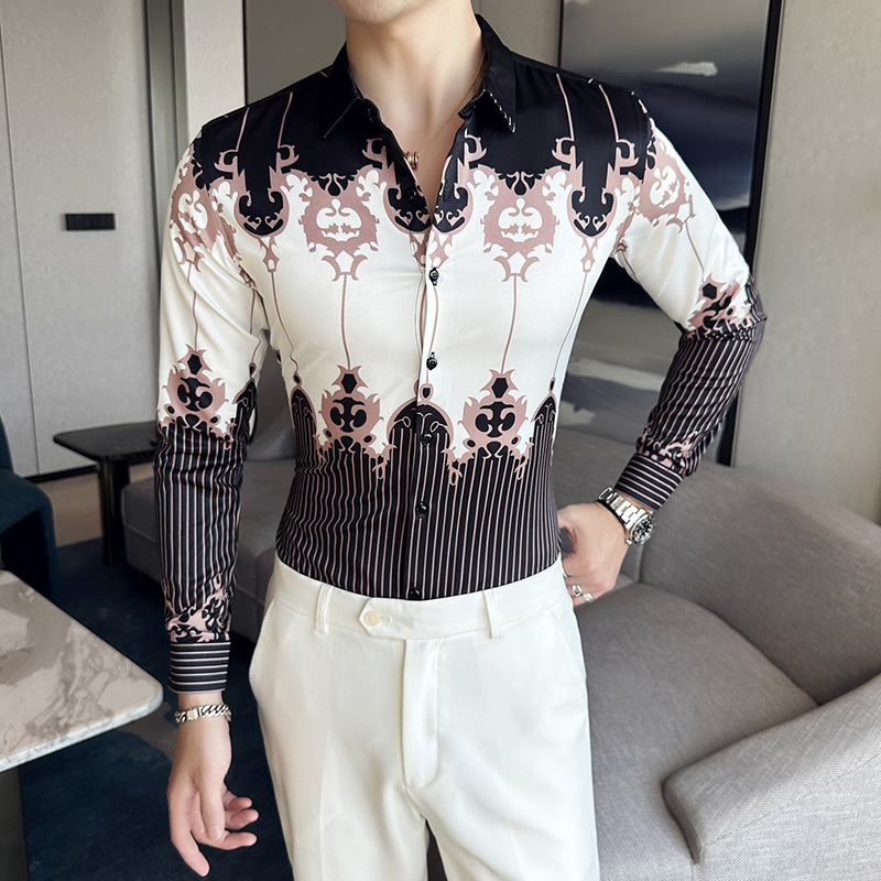 Luxury Men's Printed Shirts Sp - مراجعة Korean Men Formal Wear وسعره