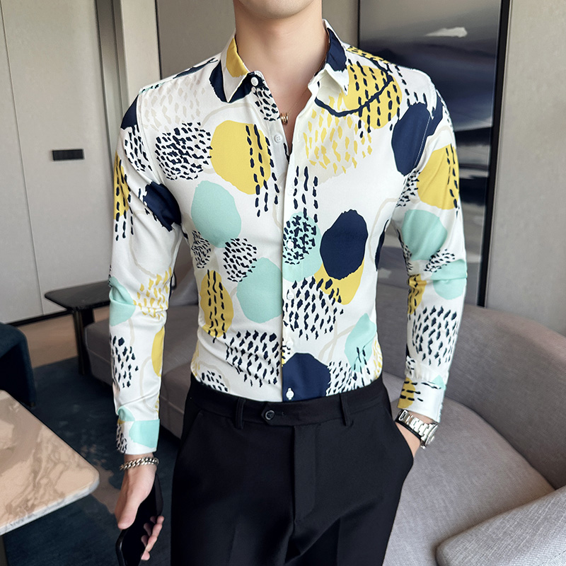 Luxury Men's Printed Shirts Sp - مراجعة Korean Men Formal Wear وسعره