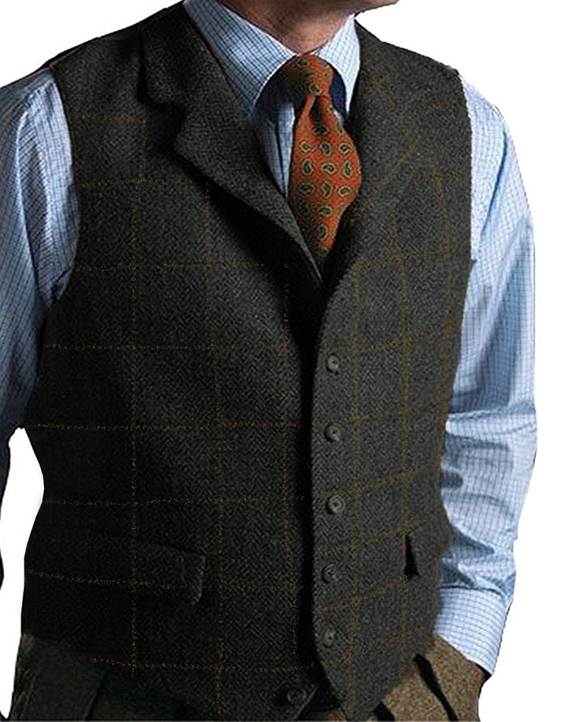 Men's Vest Green Vest Tweed Wo - مراجعة Formal Vest Waistcoat وسعره