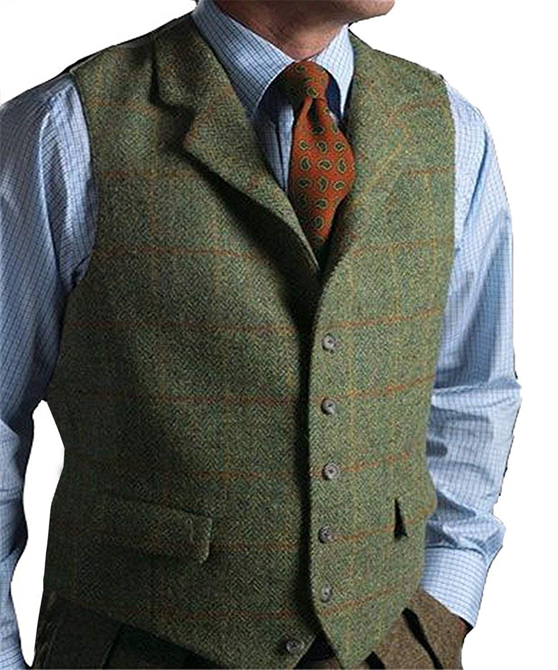 Men's Vest Green Vest Tweed Wo - مراجعة Formal Vest Waistcoat وسعره