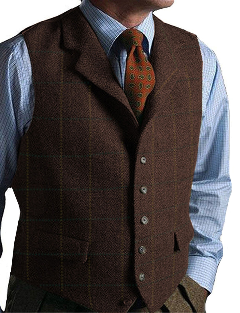 Men's Vest Green Vest Tweed Wo - مراجعة Formal Vest Waistcoat وسعره