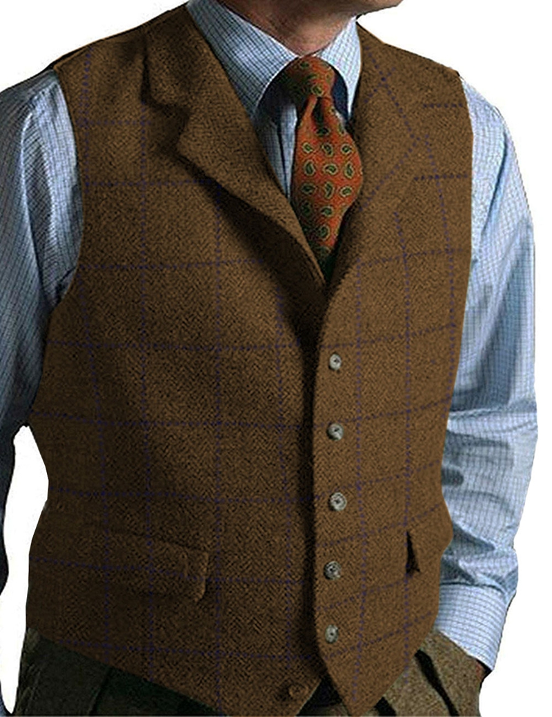 Men's Vest Green Vest Tweed Wo - مراجعة Formal Vest Waistcoat وسعره