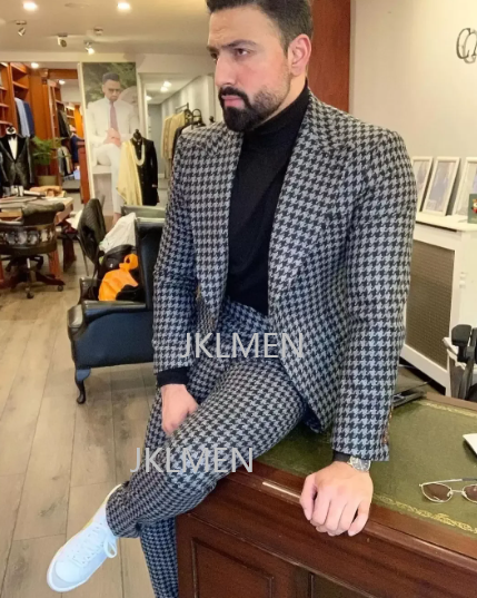 Houndstooth Mens Suits 2PCS We - مراجعة Formal Wear For Men In Wedding وسعره